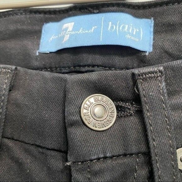 7 For All Mankind size 23 b(air) The Ankle Skinny black jeans white stripe 505B3 - Picture 5 of 15